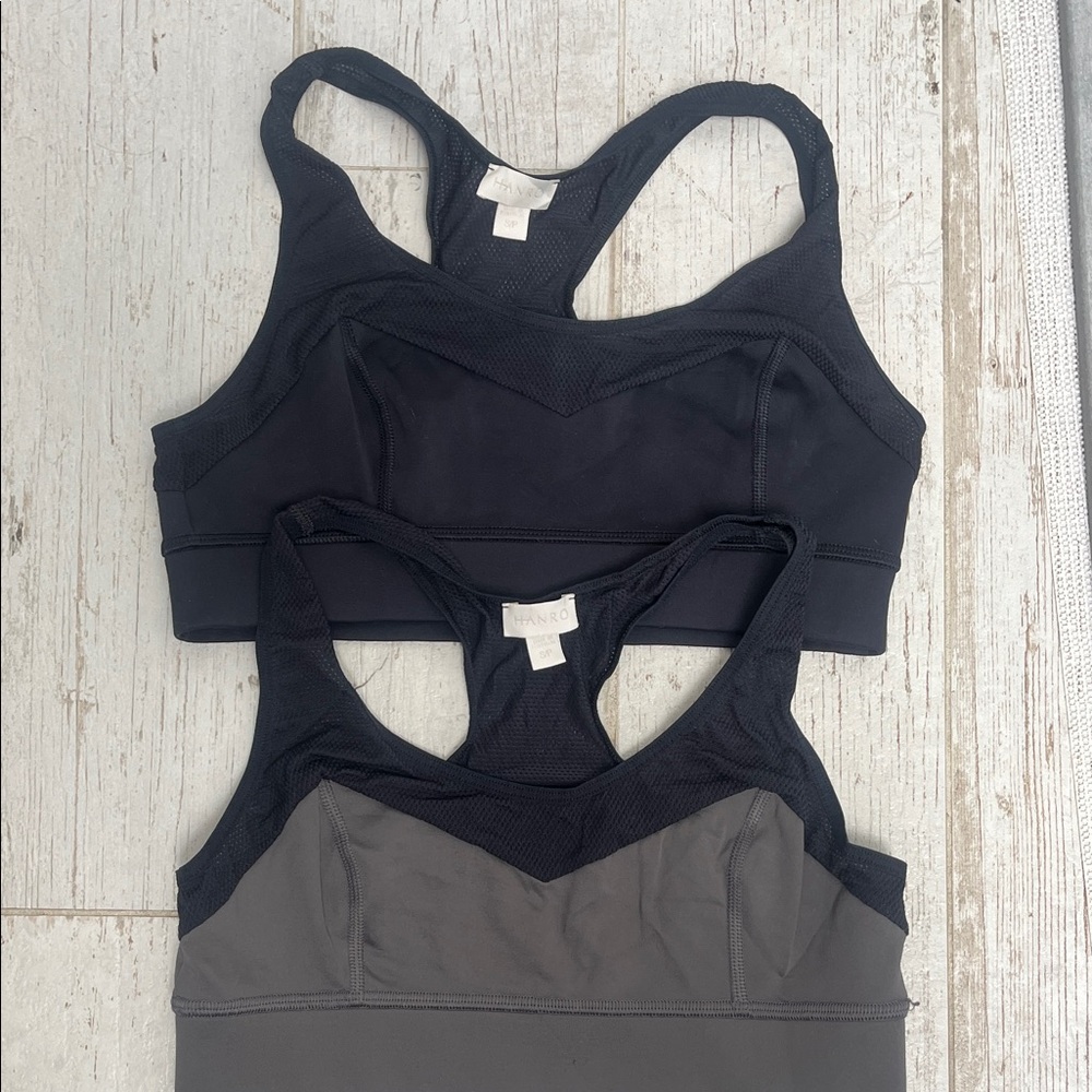 Hanro Two-Tone Racerback Sports Bra Set - Black & Charcoal